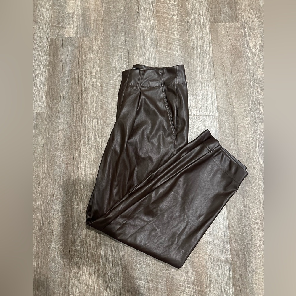 a new day Women's Brown Faux Pleather Pants